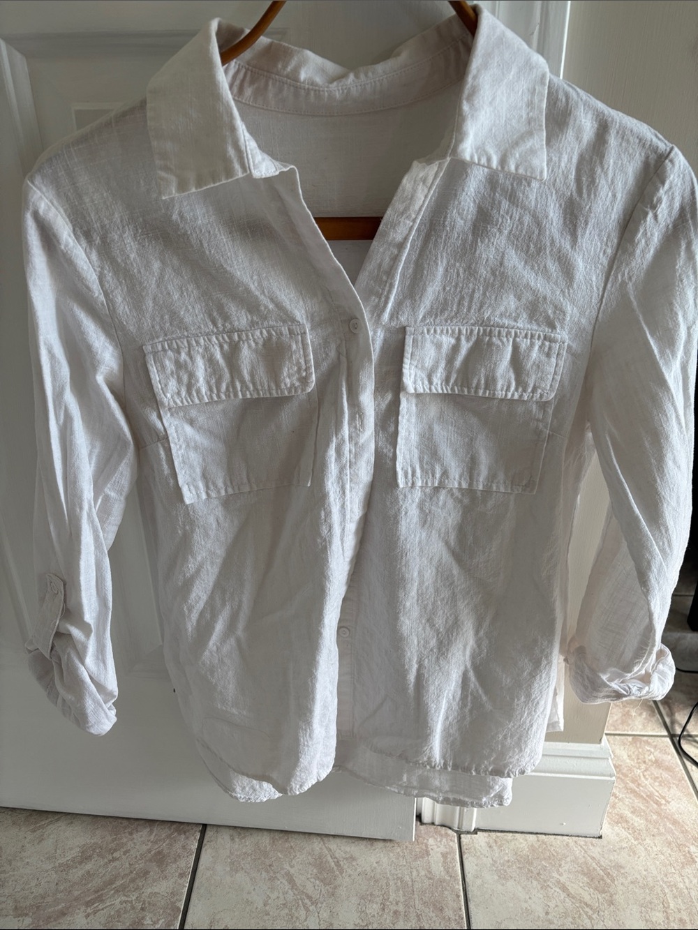 White Button-Front Utility Shirt Jacket